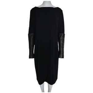 Annette Goertz Wool Blend Dress W/Lamb Leather Sleeves Black Career size 38